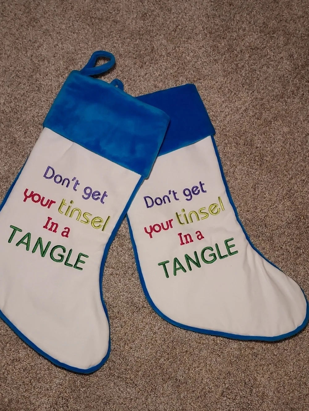 Blue & White Holiday Stocking Pair - 